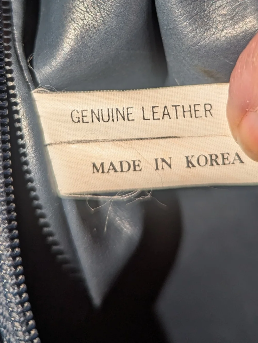 Vintage Woven Leather Hobo Bag In Navy Blue. Made In Korea